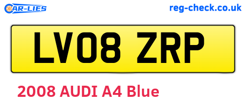 LV08ZRP are the vehicle registration plates.
