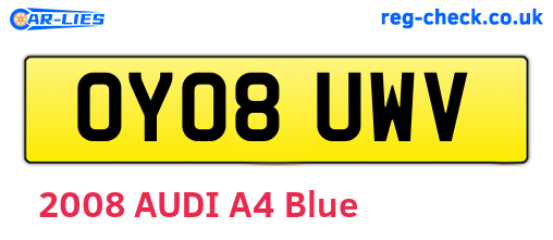 OY08UWV are the vehicle registration plates.