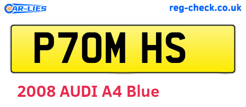 P70MHS are the vehicle registration plates.