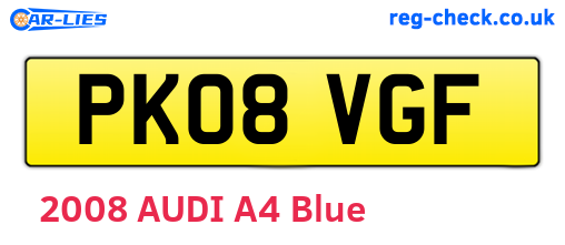 PK08VGF are the vehicle registration plates.