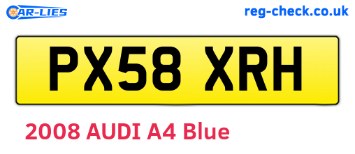 PX58XRH are the vehicle registration plates.