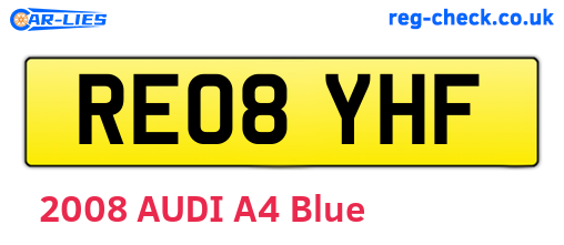 RE08YHF are the vehicle registration plates.