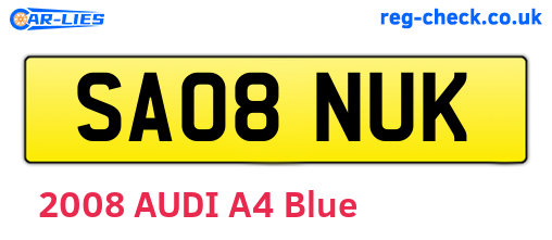 SA08NUK are the vehicle registration plates.