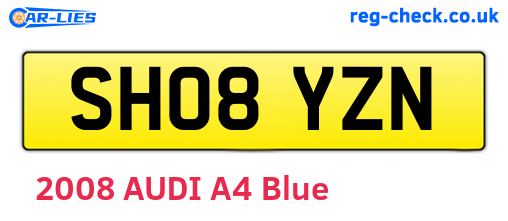SH08YZN are the vehicle registration plates.