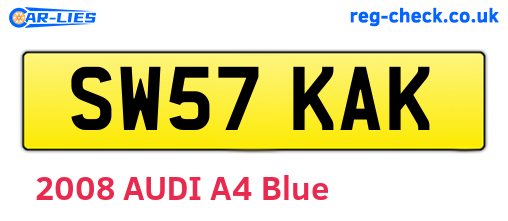 SW57KAK are the vehicle registration plates.