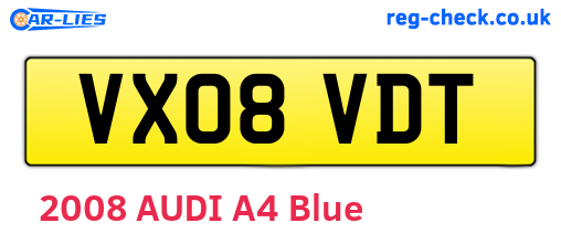 VX08VDT are the vehicle registration plates.