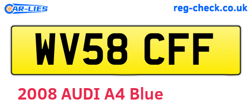 WV58CFF are the vehicle registration plates.