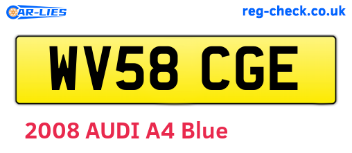 WV58CGE are the vehicle registration plates.