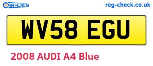 WV58EGU are the vehicle registration plates.
