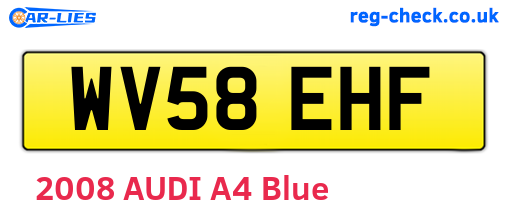 WV58EHF are the vehicle registration plates.