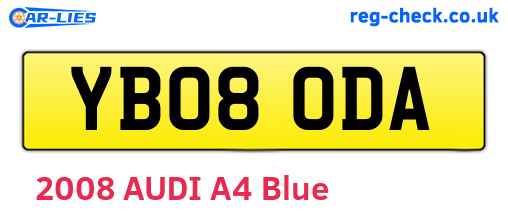 YB08ODA are the vehicle registration plates.