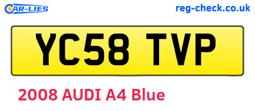 YC58TVP are the vehicle registration plates.