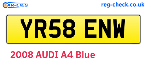 YR58ENW are the vehicle registration plates.