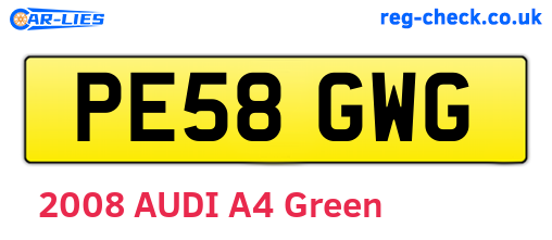 PE58GWG are the vehicle registration plates.