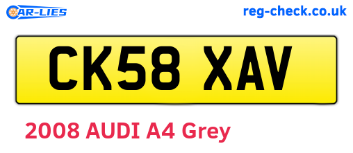 CK58XAV are the vehicle registration plates.