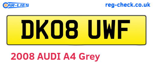 DK08UWF are the vehicle registration plates.