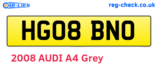 HG08BNO are the vehicle registration plates.