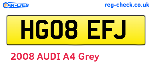 HG08EFJ are the vehicle registration plates.
