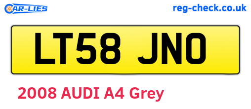 LT58JNO are the vehicle registration plates.