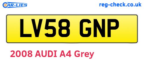 LV58GNP are the vehicle registration plates.