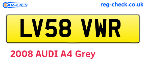 LV58VWR are the vehicle registration plates.