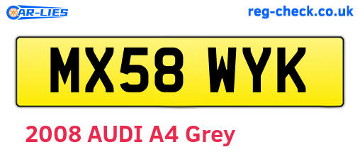 MX58WYK are the vehicle registration plates.