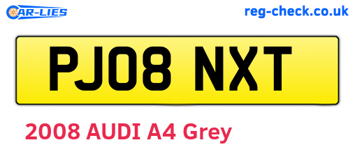 PJ08NXT are the vehicle registration plates.