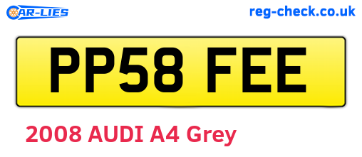 PP58FEE are the vehicle registration plates.