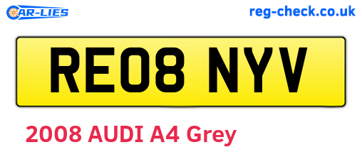 RE08NYV are the vehicle registration plates.