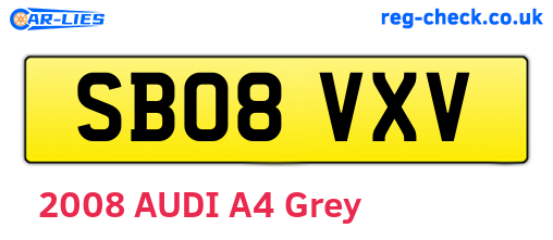 SB08VXV are the vehicle registration plates.