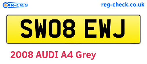 SW08EWJ are the vehicle registration plates.