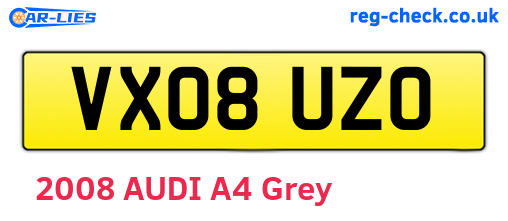 VX08UZO are the vehicle registration plates.