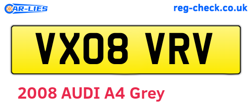 VX08VRV are the vehicle registration plates.