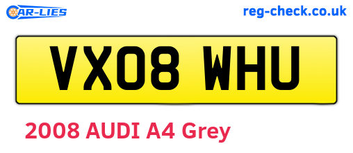 VX08WHU are the vehicle registration plates.