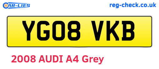YG08VKB are the vehicle registration plates.