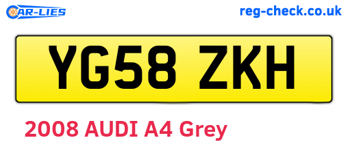 YG58ZKH are the vehicle registration plates.
