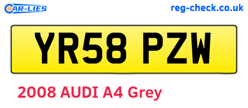 YR58PZW are the vehicle registration plates.