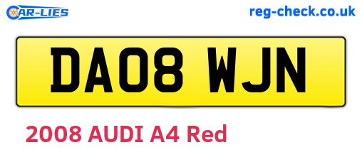 DA08WJN are the vehicle registration plates.