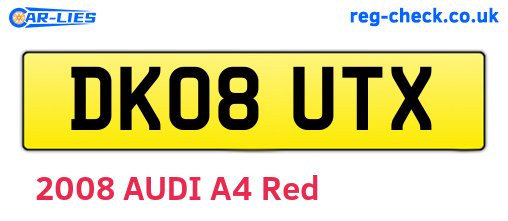 DK08UTX are the vehicle registration plates.