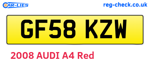 GF58KZW are the vehicle registration plates.