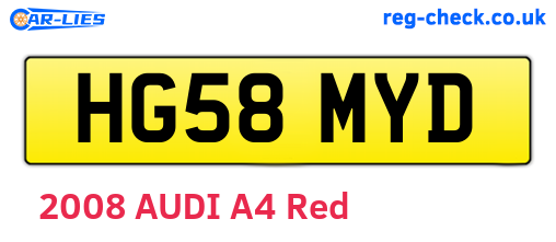 HG58MYD are the vehicle registration plates.