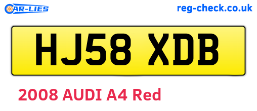 HJ58XDB are the vehicle registration plates.