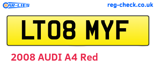 LT08MYF are the vehicle registration plates.