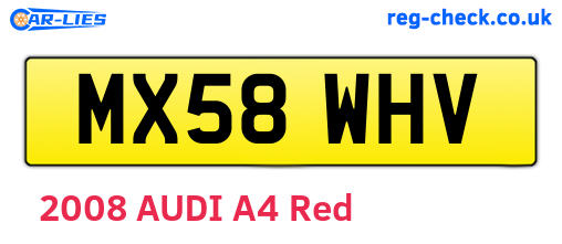 MX58WHV are the vehicle registration plates.