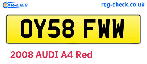 OY58FWW are the vehicle registration plates.