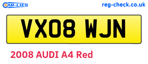VX08WJN are the vehicle registration plates.