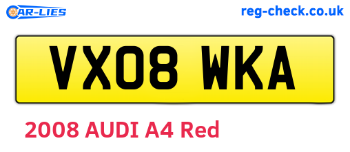 VX08WKA are the vehicle registration plates.