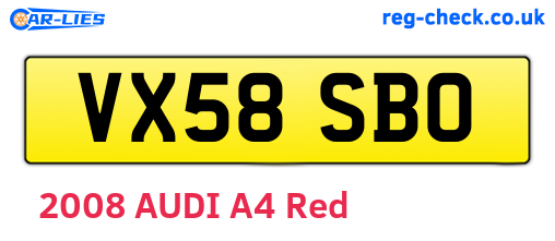 VX58SBO are the vehicle registration plates.