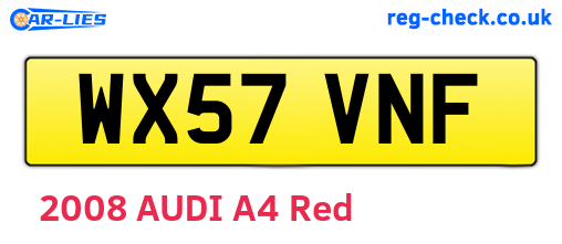 WX57VNF are the vehicle registration plates.