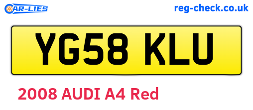 YG58KLU are the vehicle registration plates.